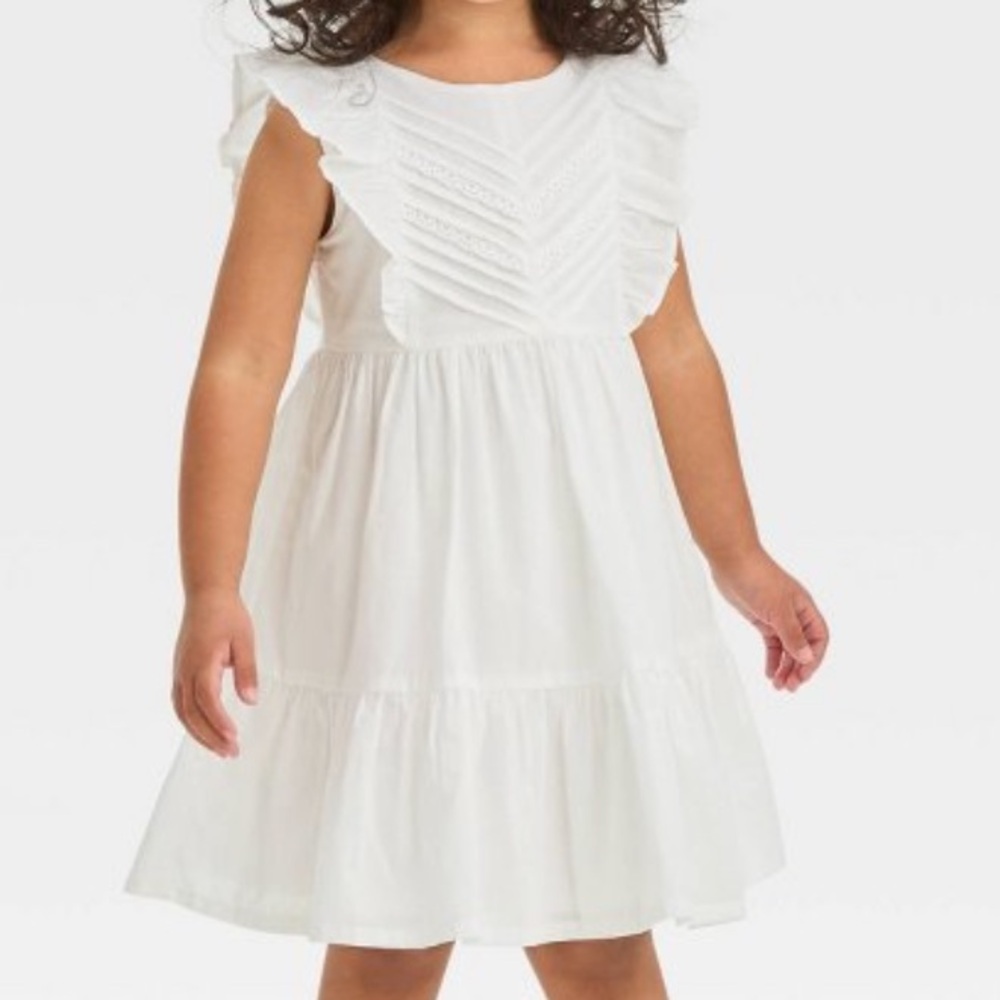 Girls' White Ruffle Dress